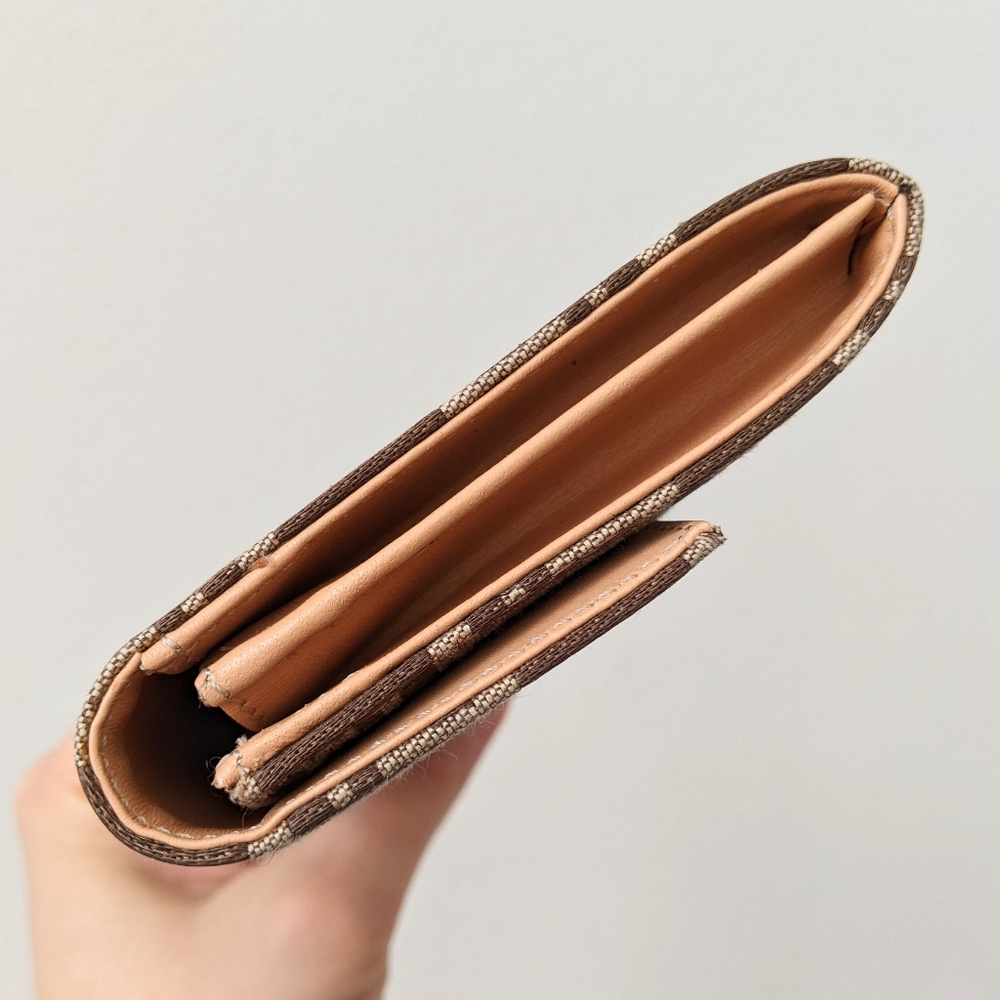 Fendi Brown Monogram Canvas Wallet with Peach Leather Accent - Picture 7 of 14